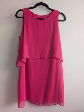 Hot Pink Tiered Chiffon Dress